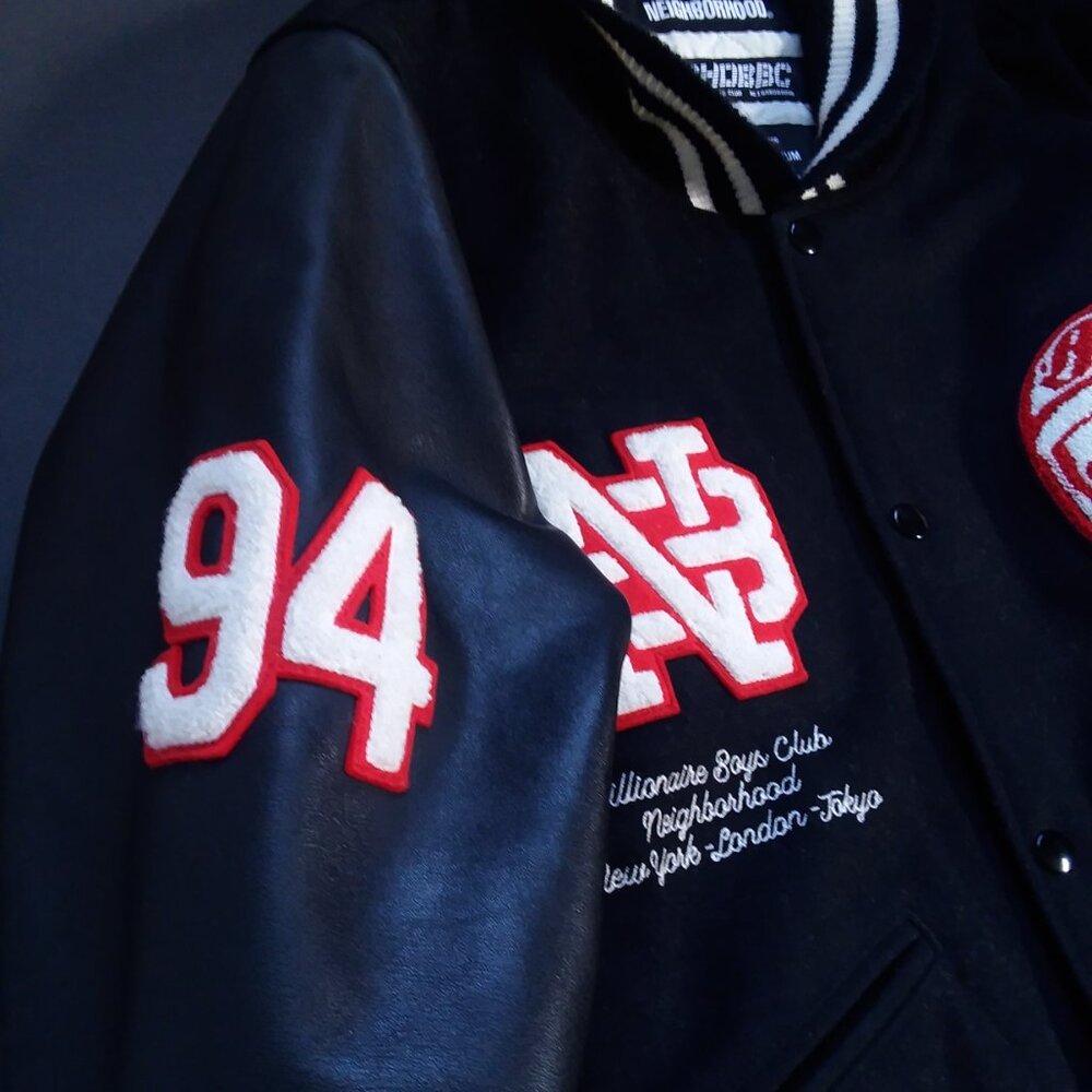 Billionaire Boys Club X Neighborhood 2018 Astro Skull Leather Varsity Jacket BBC - Picture 8 of 14